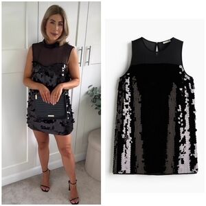 H&M Sequined Mini Dress Black
